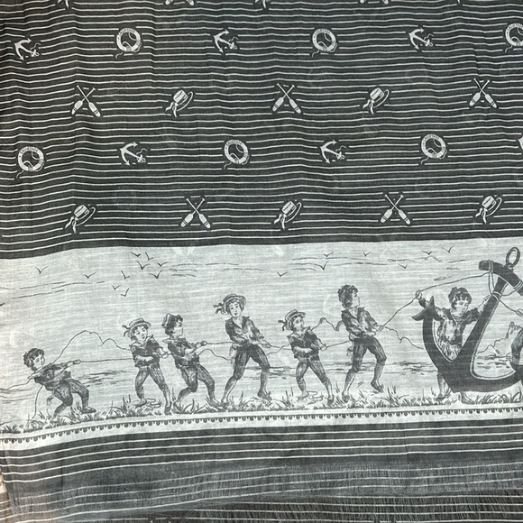 Franco Ferrari Cotton Silk Nautical  Grey White Scarf Made In Italy - Picture 15 of 17